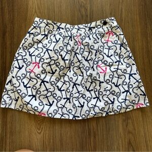 Lilly Pulitzer Mimosa Mini Skirt XS Ahoy There White Navy Anchor Nautical Cotton